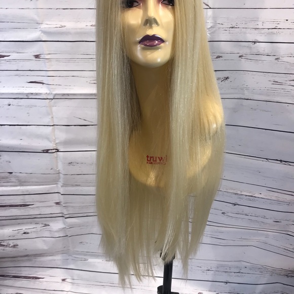 Wig Long blonde human hair Blende Long Wig - Picture 8 of 8